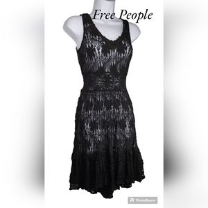 Free People Black Floral Lace Dress Small